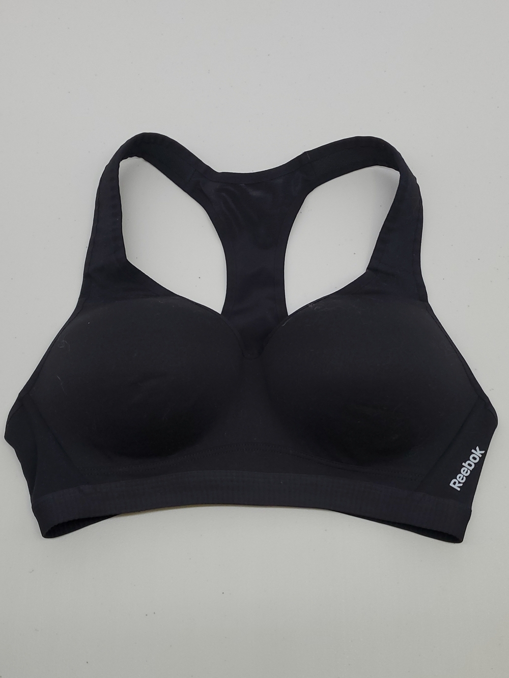 Reebok Playdry Black Padded Racerback Sports Bra Soze Medium